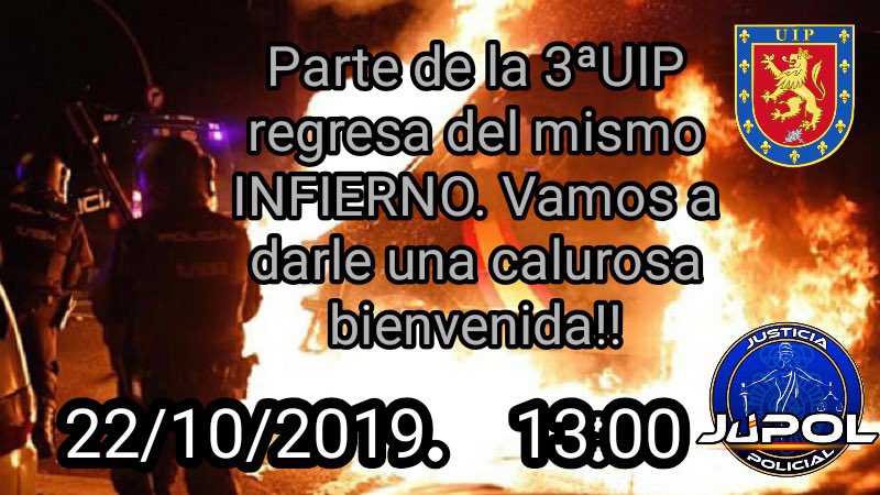Jupol_Valencia's tweet photo. 💪🏻Hoy llega parte de la III UIP de Valencia, la cual ha estado en primera línea, démosle un recibimiento como se merecen.

🚨En el complejo policial de zapadores, sobre las 13:00 horas.

#EquiparacionYa https://t.co/TdrzHUcUn5