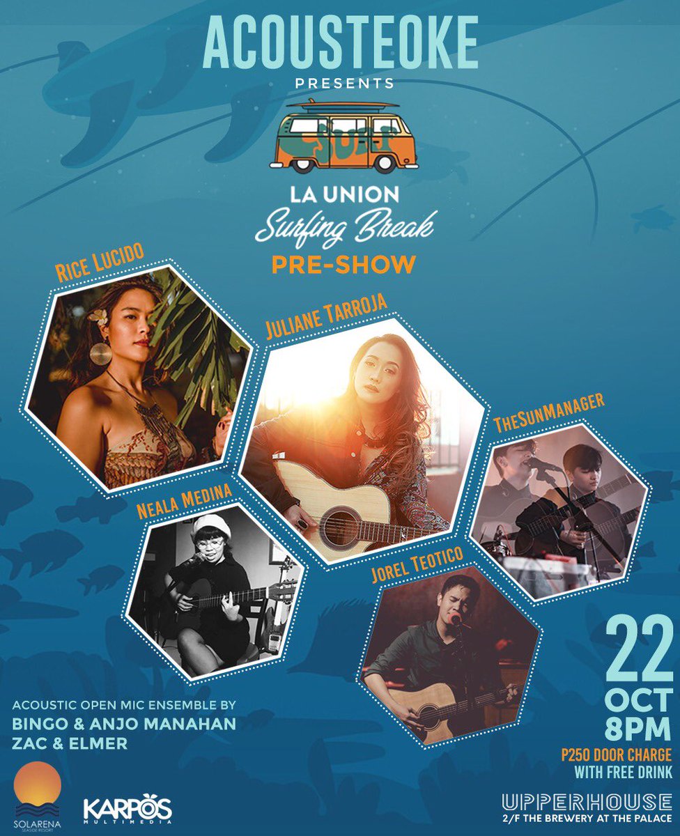 Acousteoke presents La Union Surfing Beach Pre-show! Join us at @upperhouseph tonight, October 22 at 8! Door charge of Php 250 with a free drink.

For inquiries and table reservations, contact 09998829712.

#LUSB2019
#Acousteoke
#upperhouseph