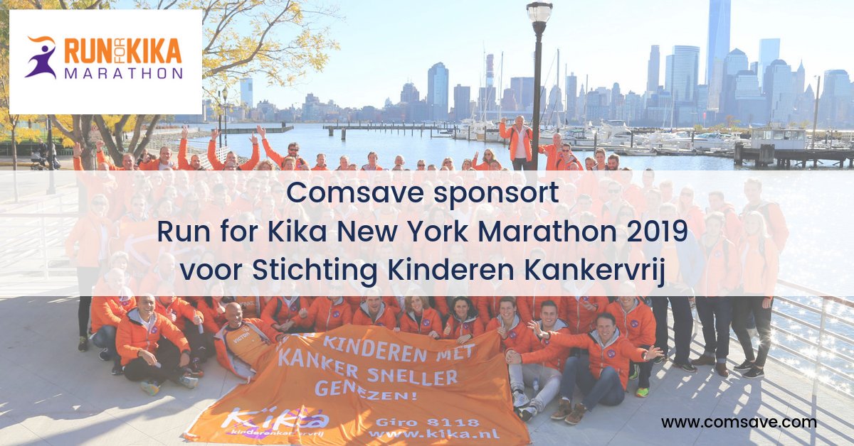 Comsave sponsort het Ziggo team van #runforkika New York marathon 2019 voor Stichting Kinderen Kankervrij. Het doel: 95% genezing. Op 31 oktober vertrekt KiKa met 95 deelnemers naar New York. Sinds de oprichting in 2010 zijn er miljoenen euro´s opgehaald. 

#comsave #comsavenews