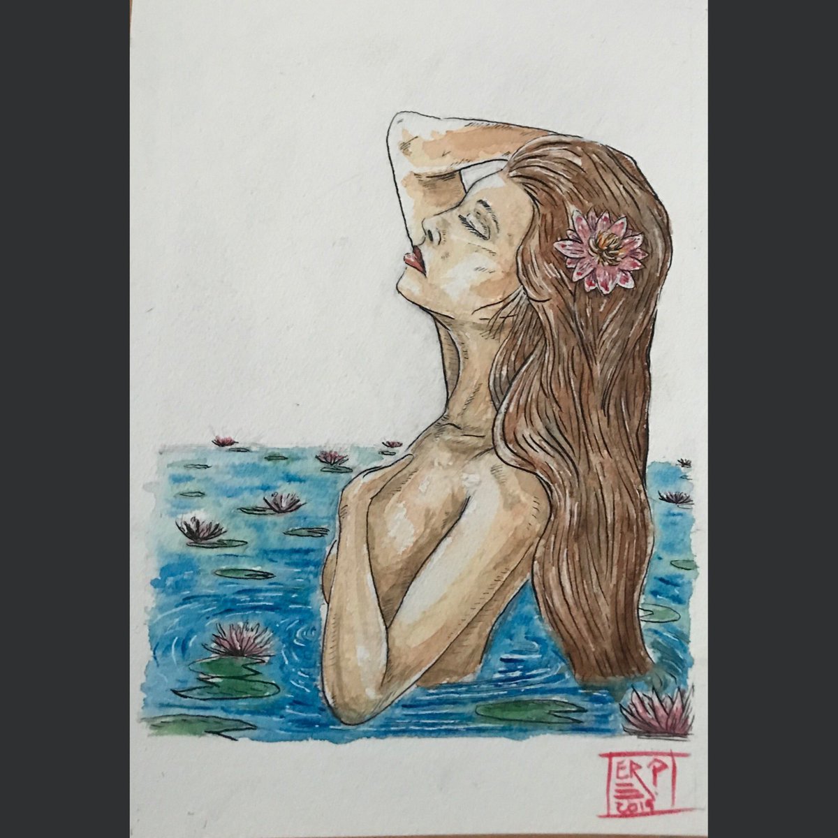 EbKillustration's tweet photo. Siren - Day 22 of #mabsdrawlloweenclub2019 

#art #ink #drawing #illustration #watercolor #watercolour #siren #mermaid #pond #waterlily #lily #herbalessences #drawingoftheday #paintingoftheday https://t.co/8tRfAOn41F