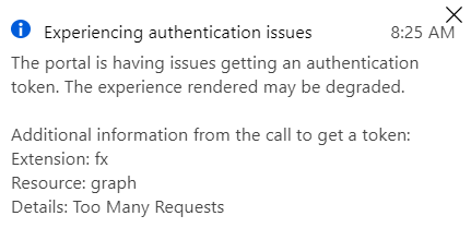 jenohr's tweet photo. Hi,  @MSFT365Status we are seeing these messages in portal Azure today.  when logging in and using PIM https://t.co/PHRG8QAmIV