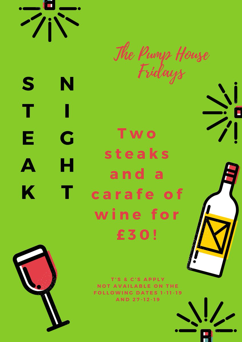 Our steak night starts this Friday! 🥩 
01179372229 info@the-pumphouse.com for reservations