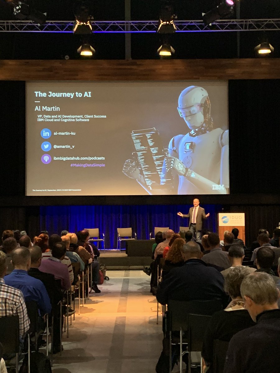 IDUGDb2's tweet photo. There is no #AI without an IA - #IDUGDb2 Keynote Speaker @amartin_v #Db2 #Analytics #Cloud #ML #DataScience #Db2z #IDUGDb2 #AI #MakingDataSimple https://t.co/R9xHPNa3wP