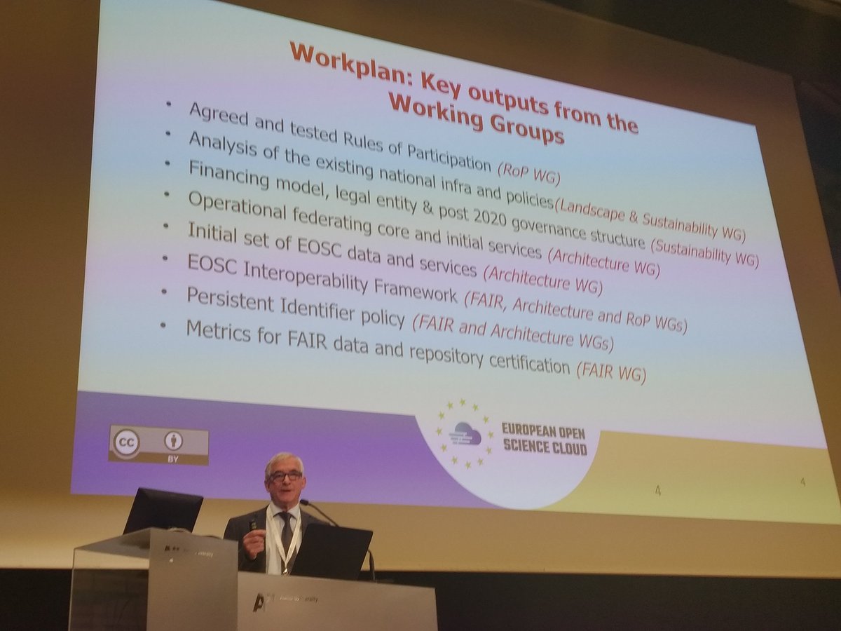 EoscSecretariat's tweet photo. #EOSCatRDA: EOSC Executive Board Chair @KarelLuyben on the steps to #EOSC and it's many components: from a federated core to a larger ecosystem. Balance between #EOSC & #eInfrastructures is also needed. #data & #eInfra are inseparable twins, dependant on each other https://t.co/FMR5lPDVv0