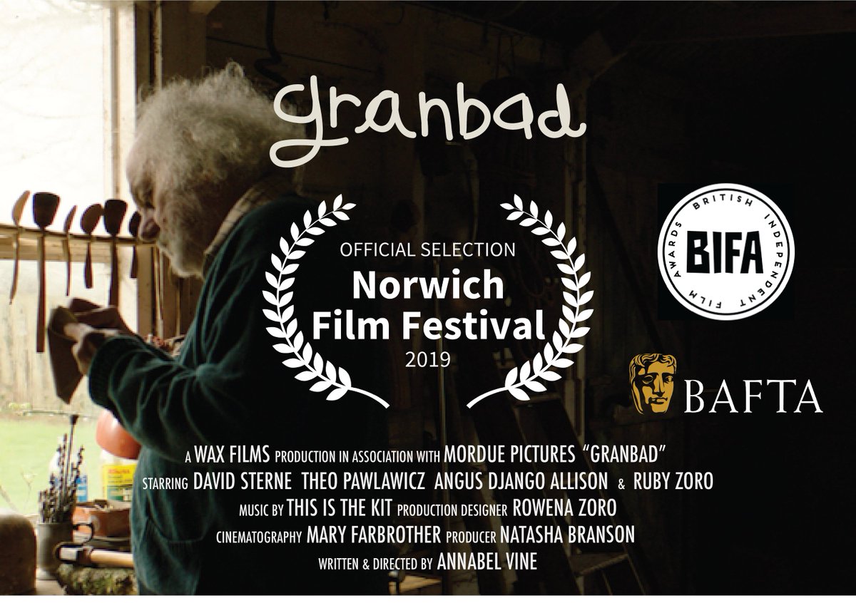 #Granbad will screen at #BAFTA and #BIFA qualifying @norwichfilmfest.  Thrilled to be part of their incredible lineup. #shortfilm #WomenDirectors @festivalformula @morduepictures  @WAXFILMS #NFF2019 #norwichfilmfesival