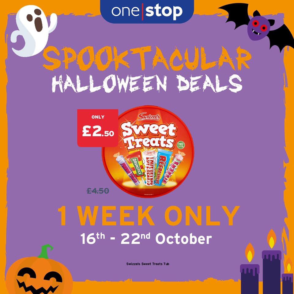 ThePriorWay's tweet image. 👻 Spooktacular Deal Alert 👻 Grab this Swizzles Sweet Treats Tub for just £2.50! Perfect for the Trick or Treaters! Hurry, pop into your local store today! #SpooktacularDeals #OneStop
