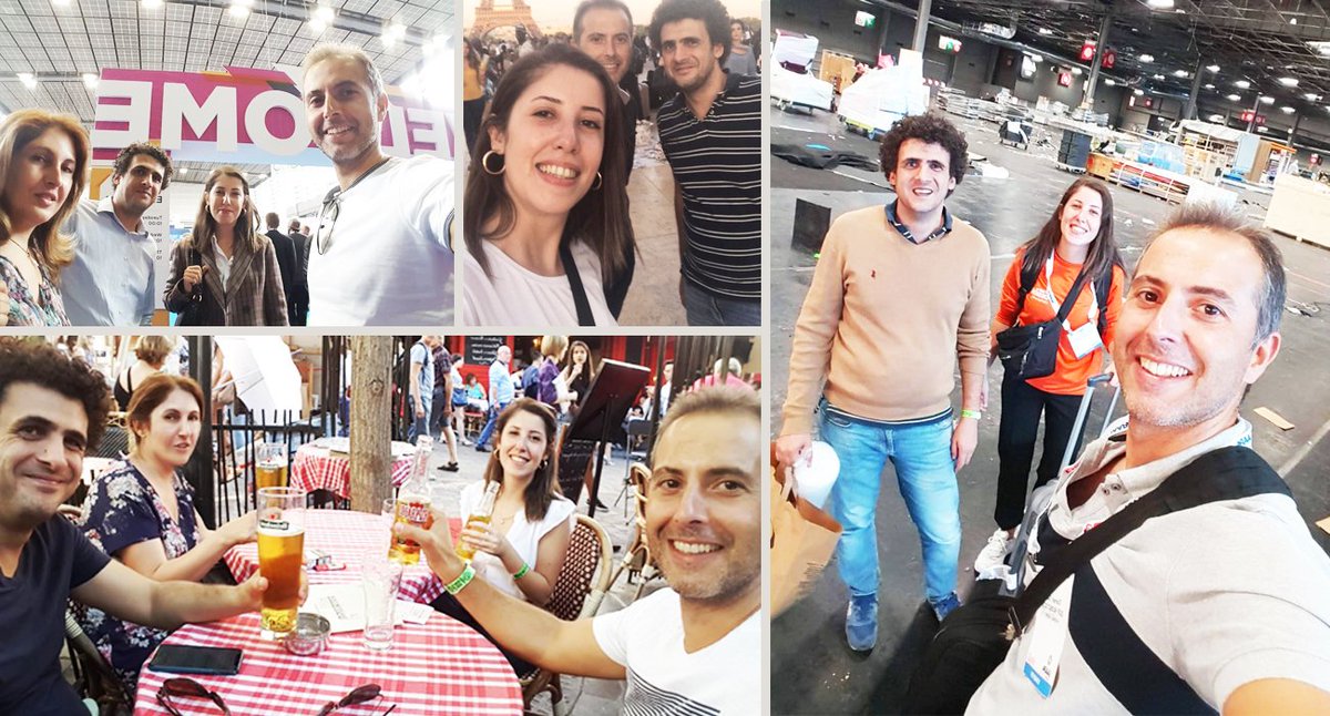 Paris fuarı: Önce kurduk. Arada biraz gezdik. Sonra söktük, kutladık ve döndük.
We went to Paris, installed the stands at the exhibition, visited in between, then dismantled the stands, celebrated and returned back.