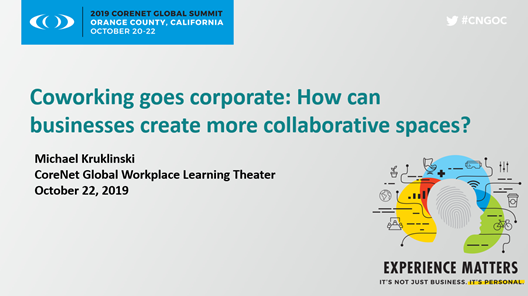 I’m excited to speak about how businesses can create more collaborate spaces @CoreNetGlobal Summit today from 1:30-1:50 in the Workplace Learning Theater. #CNGOC