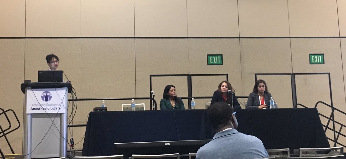 KJessopMD's tweet photo. Fantastic all women panel talking about opioid free care, in and out of the OR. @DocAnitaGupta @bhatt_verma @mlanefall @lmathew9001 @womenMDinanesth #ANES19 #WIA #opioidfreeanesthesia https://t.co/7mTbhpAwvj