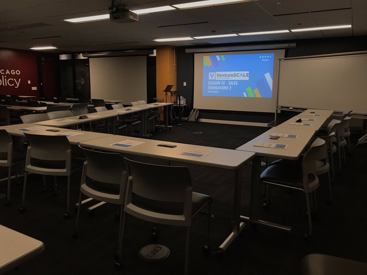 tcaponi's tweet photo. Readying for session #2 of the 2019-20 @venturescalechi cohort - where Chicago’s top early stage tech entrepreneurs will learn feeling-centered decision science, mutual decision plans and transparent #negotiations today. https://t.co/hLCGVYFqHy