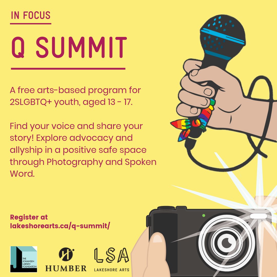 LakeshoreArts's tweet photo. Few days until #Qsummit! We can't wait to launch this program at Humber College north and south campus. Want a safe space to share your story through photography and spoken word? Click the link to register: https://t.co/TSp7PLjYi1
📷 Parker https://t.co/s2r6R9BDCZ
