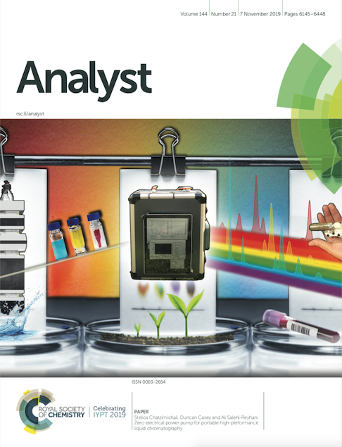 scientwist's tweet photo. #Portable #HPLC and rainbows! Read our new paper out in @analystrsc. Now with some pretty cover art! https://t.co/roZmGnlst2 "Zero electrical power pump for portable high-performance liquid chromatography" https://t.co/c53Db9cQe4