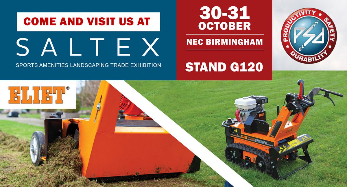 PSDgroundscare's tweet photo. The countdown to @IOG_SALTEX 2019 begins! Come and take a look at the latest innovations from @ElietMachines the TurfAway600 turf cutter and the C550 Collector plus much more! https://t.co/NTUO5oicyq
@LAPUMagazine #turfprouk #pitchcare #turfbusiness #turfmatters #saltex https://t.co/yIAwdHedm8