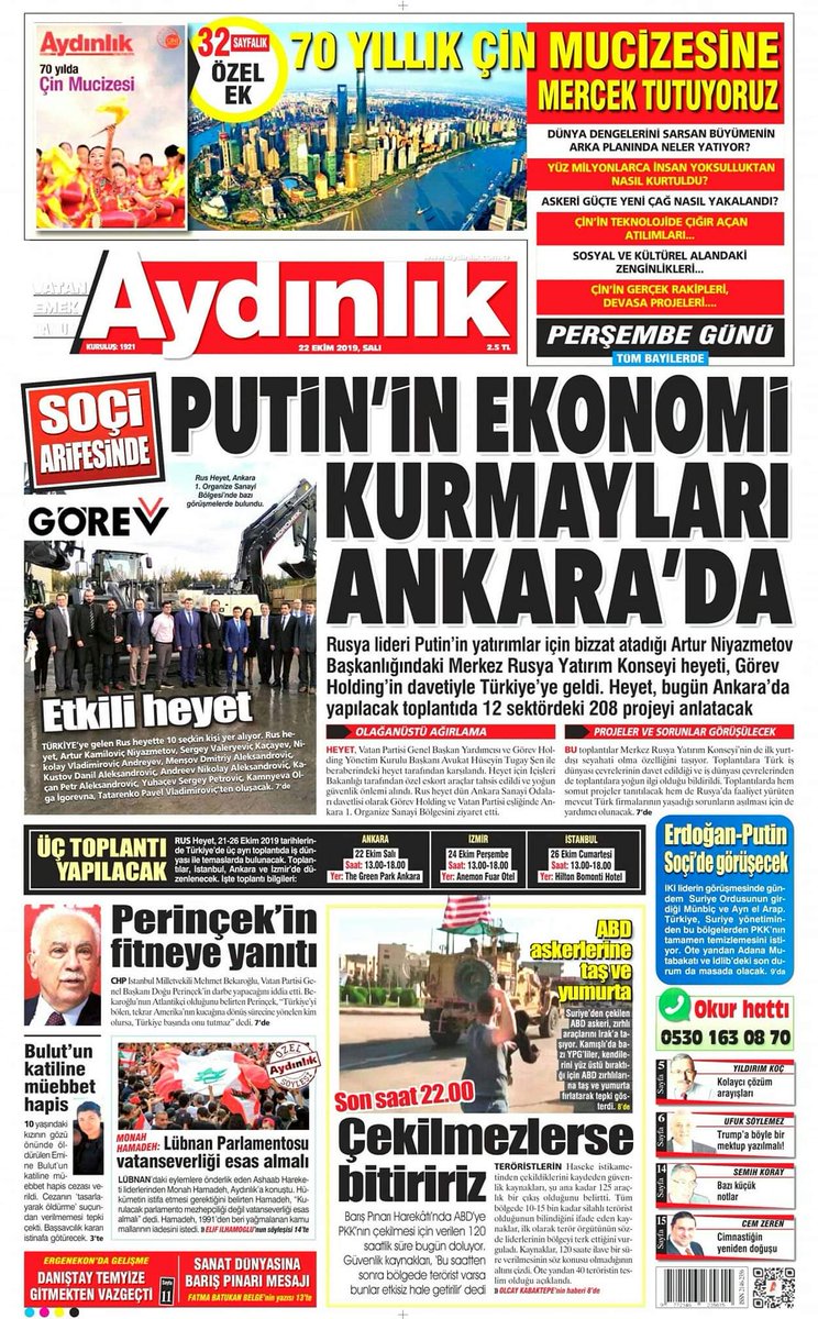 Putin'in Ekonomi Kurmayları Ankara'da

Aydınlık Gazetesi | 22 Ekim 2019 #Salı