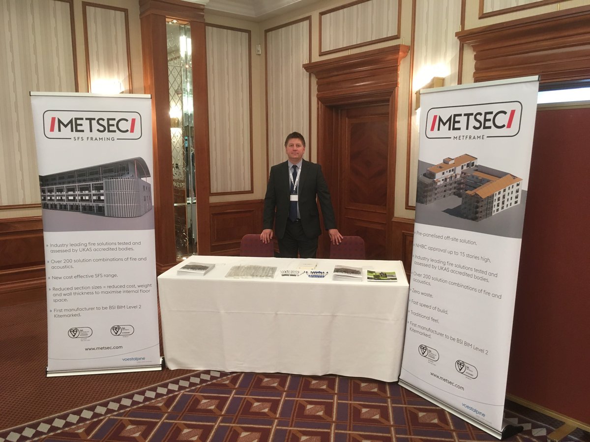 MetsecUK's tweet photo. We're ready and set up at the Modular Matters event at the National Conference Centre in Birmingham. Come and speak to our framing team today about #metframe and #SFS 👍 #metsec https://t.co/JUeJyPbSxQ