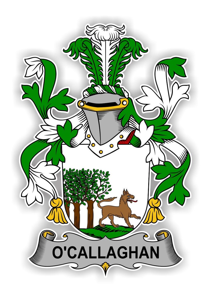 Wolves on heraldic crests! "The use of the wolf as a heraldic symbol denoted men who served their countries & were both fierce & treacherous." In  #Ireland, the O'Callaghan crest shows a wolf heading from a clump of trees. The O'Crean crest shows a wolf on its hind legs K Hickey