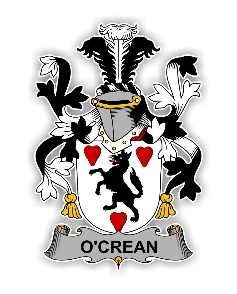 Wolves on heraldic crests! "The use of the wolf as a heraldic symbol denoted men who served their countries & were both fierce & treacherous." In  #Ireland, the O'Callaghan crest shows a wolf heading from a clump of trees. The O'Crean crest shows a wolf on its hind legs K Hickey