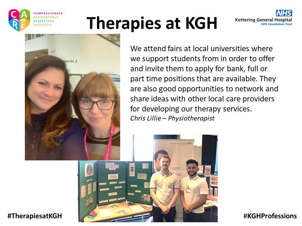 TherapiesKGH's tweet photo. Attendance at University jobs fairs supports our recruitment to band 5 and therapy assistant posts #KGHProfessions #TherapiesatKGH @KettGeneral https://t.co/tV2mWpzOBS