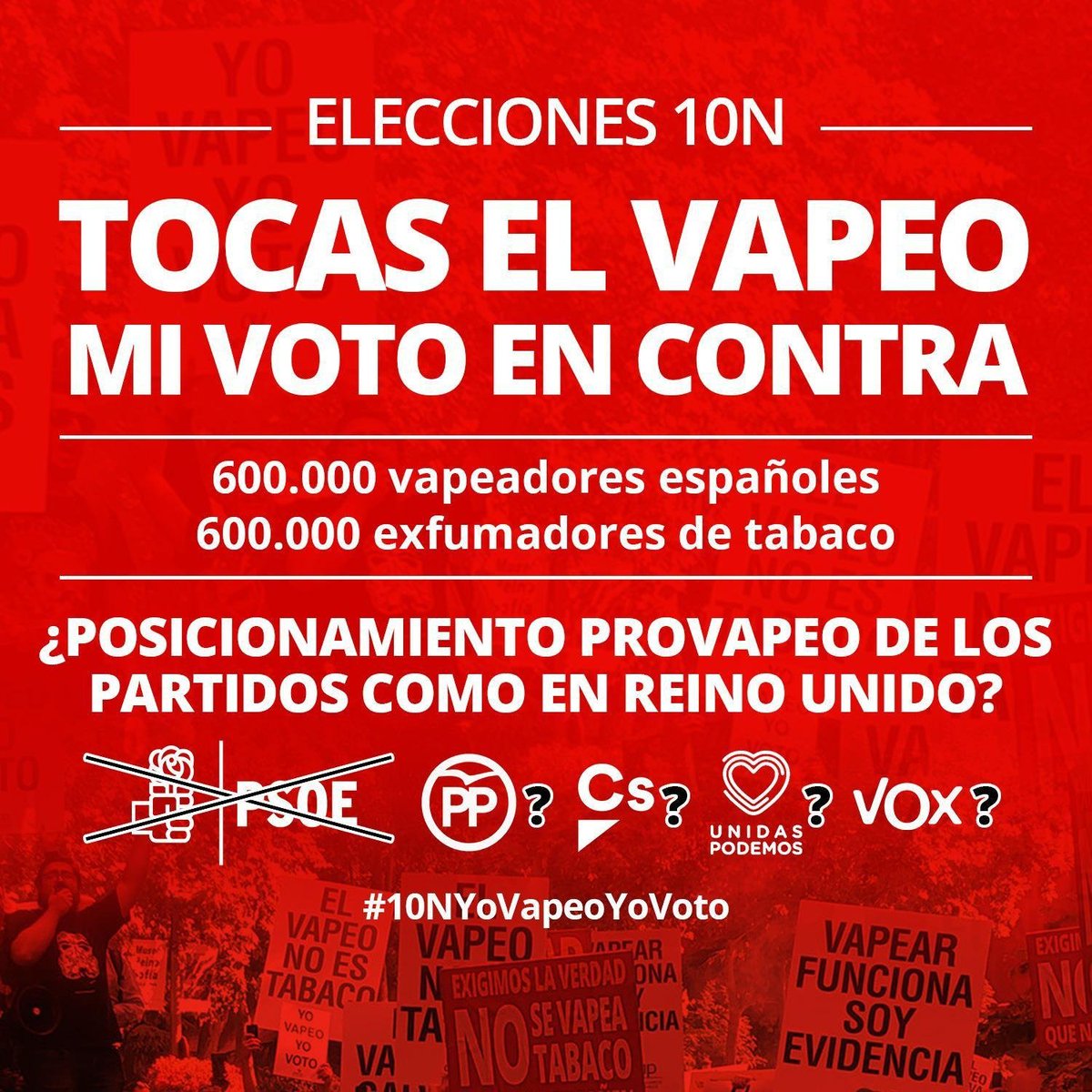 anesvap's tweet photo. #YoSoylaPrueba #NoSonloMismo #10NYoVapeoYoVoto @mlmoral @rosaromerocr @JIEchaniz @anaprietonieto @amparomoya02 @meripita44 @Igarrigavaz @jagirretxea @sergiosayas https://t.co/iCo0DeMcxo