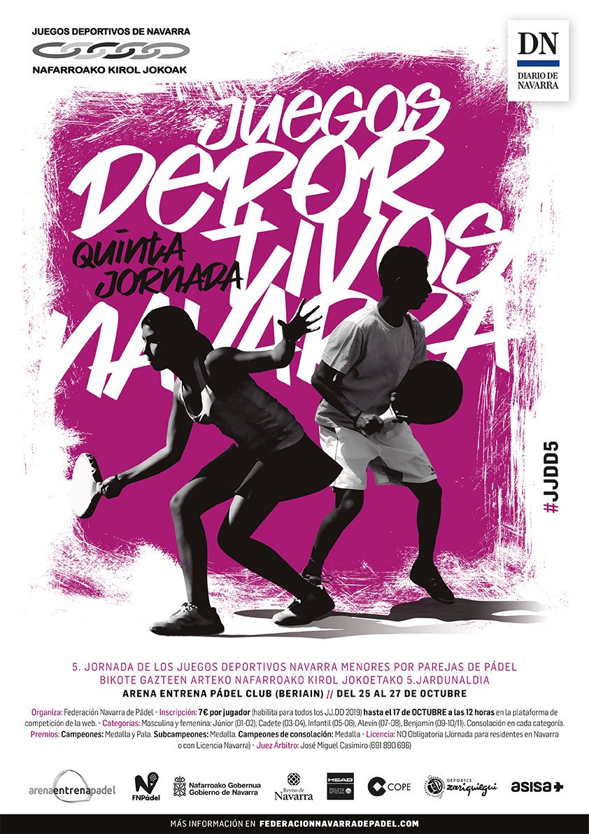 📢📢¡DISPONIBLES CUADROS Y HORARIOS⏰de nuestras siguientes competiciones!
- TROFEO <a href="/VolapieLogrono/">Volapié Logroño</a> - 4ª PRUEBA CIRCUITO TIERRA ESTELLA DE PÁDEL 2019
#CE4VOLAPIÉ👉bit.ly/2MCpy5Q
- 5ª JORNADA JUEGOS DEPORTIVOS DE NAVARRA DE MENORES 2019 
#JJDD5👉bit.ly/31w7FKc