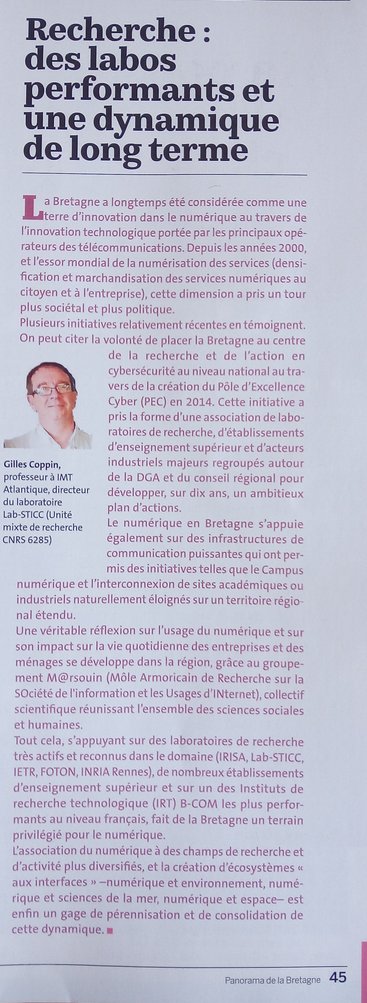 gis_marsouin's tweet photo. @CoppinGilles, professeur à @IMTAtlantique, parle de la recherche en Bretagne et (comme de juste) du @gis_marsouin. C'est dans la nouvelle édition du Panorama de la Bretagne édité par @LeTelegramme. https://t.co/GSrieIAi83