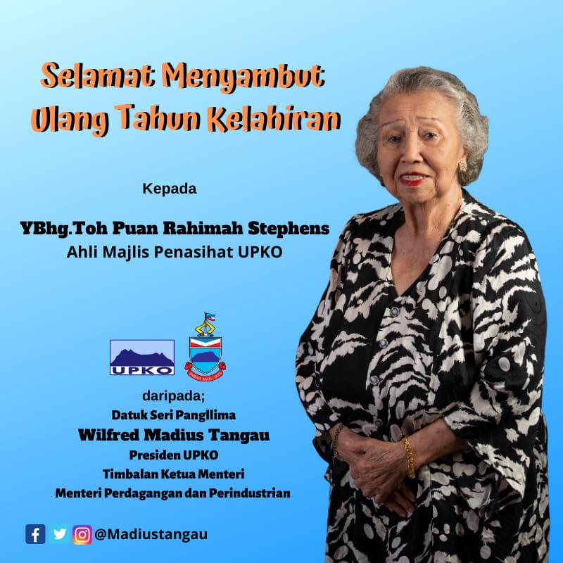 UPKOMalaysia's tweet photo. Selamat menyambut hari lahir kepada Ahli Majlis Penasihat UPKO, YBhg Toh Puan Rahimah Stephen.
Semoga sentiasa berada dalam keadaan sihat sejahtera dan berbahagia bersama keluarga tersayang.
*___*
#UPKO
#UPKOMalaysia #UPKOLeader
#DiSiniBersamaMu #SabahLeader
#DoitiMiampaiDiau https://t.co/tMtJJDicjd
