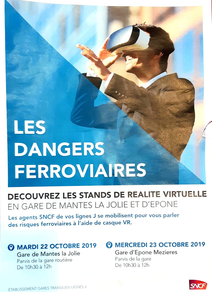 CyrillePlacet's tweet photo. Venez découvrir les dangers ferroviaires en #réalitévirtuelle en gare de Mantes la Jolie jusqu'à 12h.
Prochain RV en gare d'Épone-Mézières demain de 10h30 à 12h.
@ManteslaJolie_ @Mantes_la_Ville @secteurmantes @TeamMantes @Dezusinge1 @Momantes https://t.co/QPcdU06Gp3