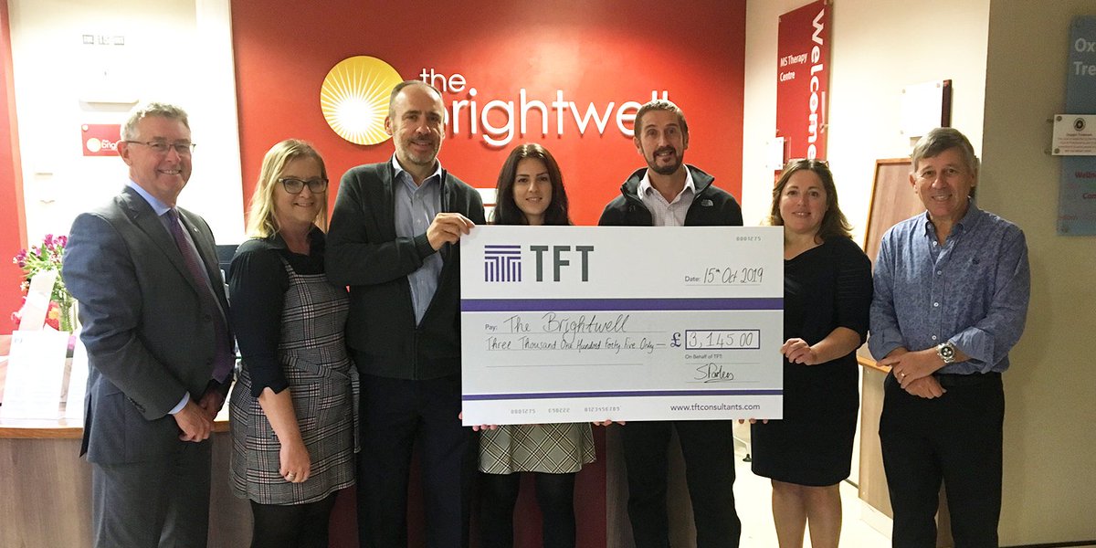 Last week, we presented a cheque to @MSTC_Bristol for funds raised by some of our #Bristol team. Their efforts biking, hiking &amp; sky diving, along with Gift Aid, helped them raise £4k for the local MS therapy centre. 

Read about their courageous feat here: bit.ly/BrightwellTrip…