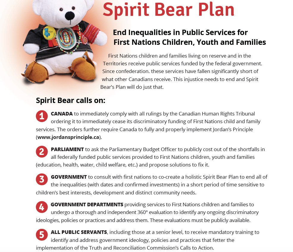 cblackst's tweet photo. Dear @JustinTrudeau  Congratulations on your election victory- now you can make one happen for First Nations kids by dropping the fed. application to quash compensation and ensuring full culturally based equity across all public services. The Spirit Bear Plan can do that. https://t.co/f4U6y1L2r5