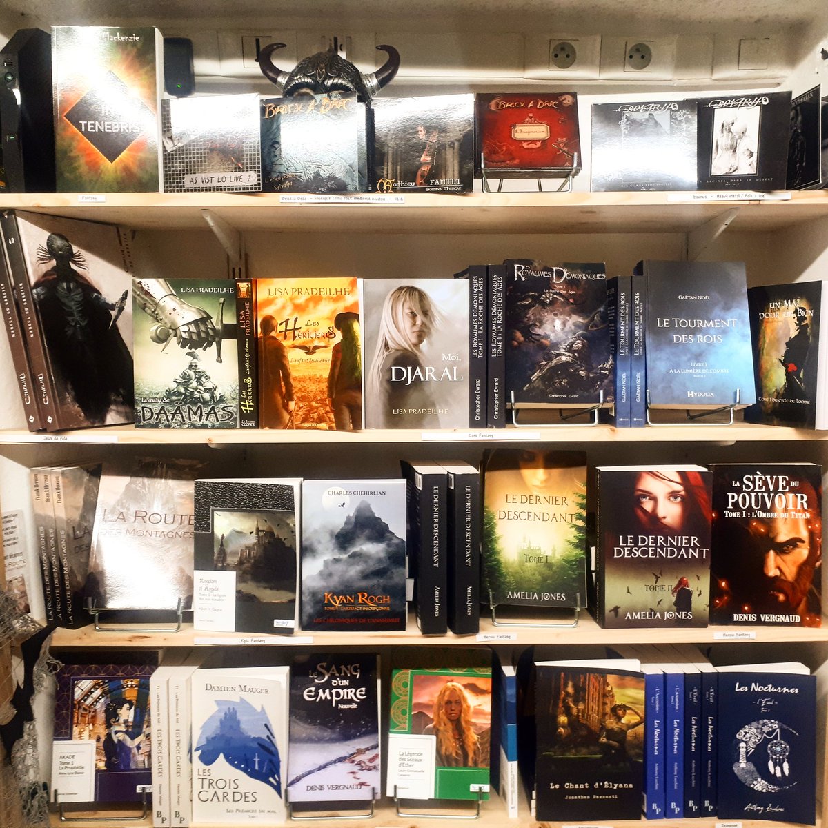 Je repartage une partie du coin librairie de mon magasin (Gap 05), dédié uniquement aux auteurs indépendants ❤ (fantasy, darkfantasy, jeunesse, BD...) Autant d'univers et de belles plumes à découvrir 😉