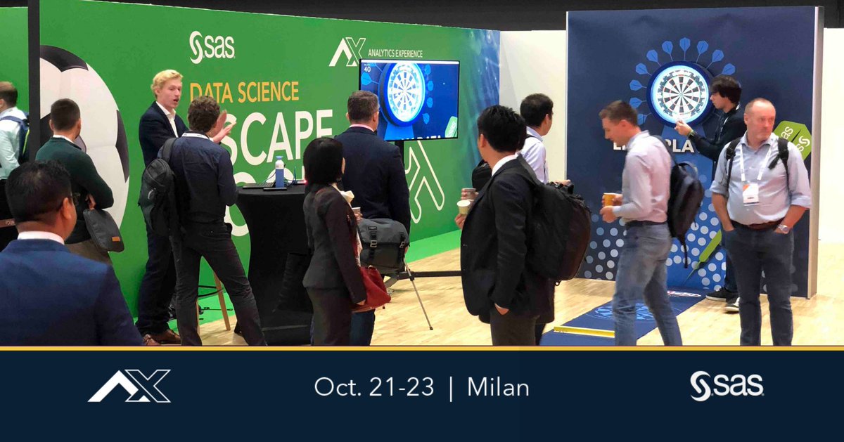 sasforums's tweet photo. Lights, camera, action and #computervision. #letsplaydata looking lively. Hiding behind the #escaperoom wall is not going to keep things quiet. #AnalyticsX https://t.co/RZdGPKCB5H