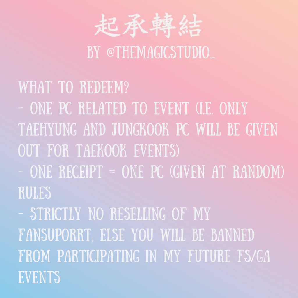 themagicstudio_'s tweet photo. [HELP RT💜]
💕 起承轉結 𝙱𝚃𝚂 𝚟𝚘𝚌𝚊𝚕 𝚕𝚒𝚗𝚎 𝚏𝚊𝚗𝚜𝚞𝚙𝚙𝚘𝚛𝚝 💕

✨Follow + RT + like
✨ Receipt check + stan check
✨ One photocard per receipt
✨ For reservations, please fill form
✨ Timing &amp; cafes will be listed below 
📄 https://t.co/XhrACNIiHM https://t.co/Llg6GyKsrm