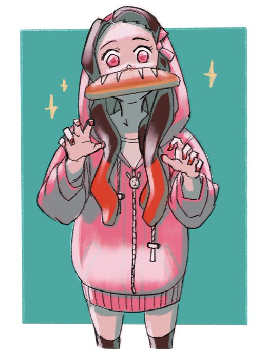 𝐲𝐮𝐦𝐢𝐧𝐢さんがTwitterに投稿した竈門禰豆子(鬼滅の刃)のイラスト。