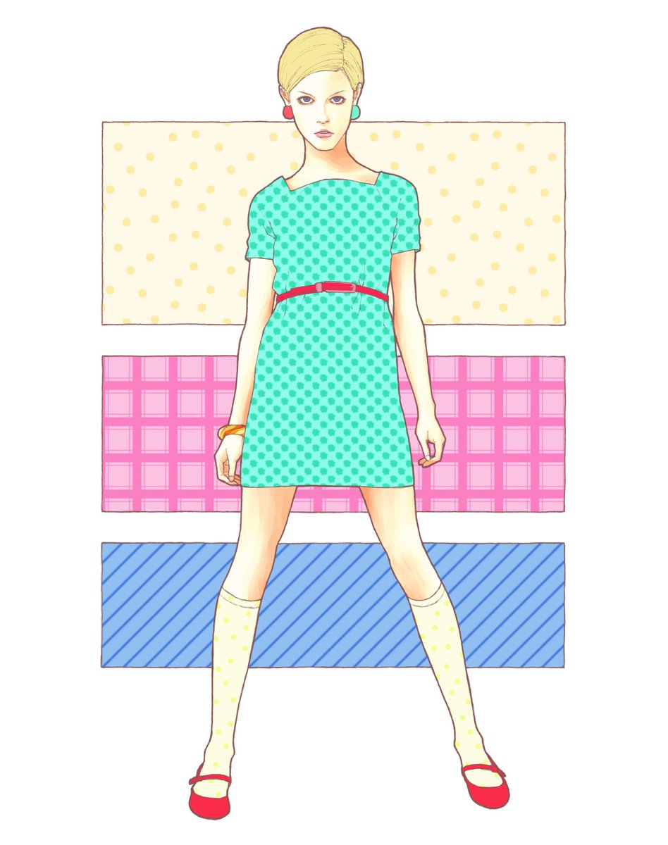 Sai ツイッギー カラフル オシャレ ペン画 イラスト デジタルイラスト 絵描きさんと繋がりたい ツイッギー Twiggy Lesleyhornby