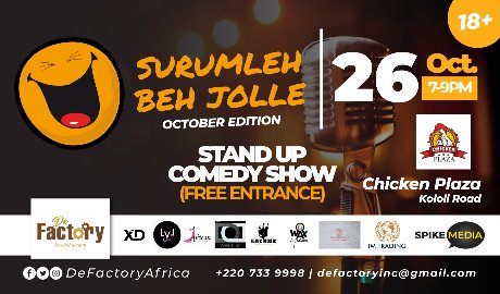 DefactoryAfrica's tweet photo. #StandUpComedyOctEdition 🥰 is here. Prepare yourself for an evening of nonstop laughter this Saturday 26th at Chicken Plaza by 7pm.
#KeepSmiling #KeepLiving
@constantdanny @miraeaiofficial @Andy_Kermah @lilLinguere @jlive_music @aboubacarr2 @ce_mac1 https://t.co/XsUmvgPoPH