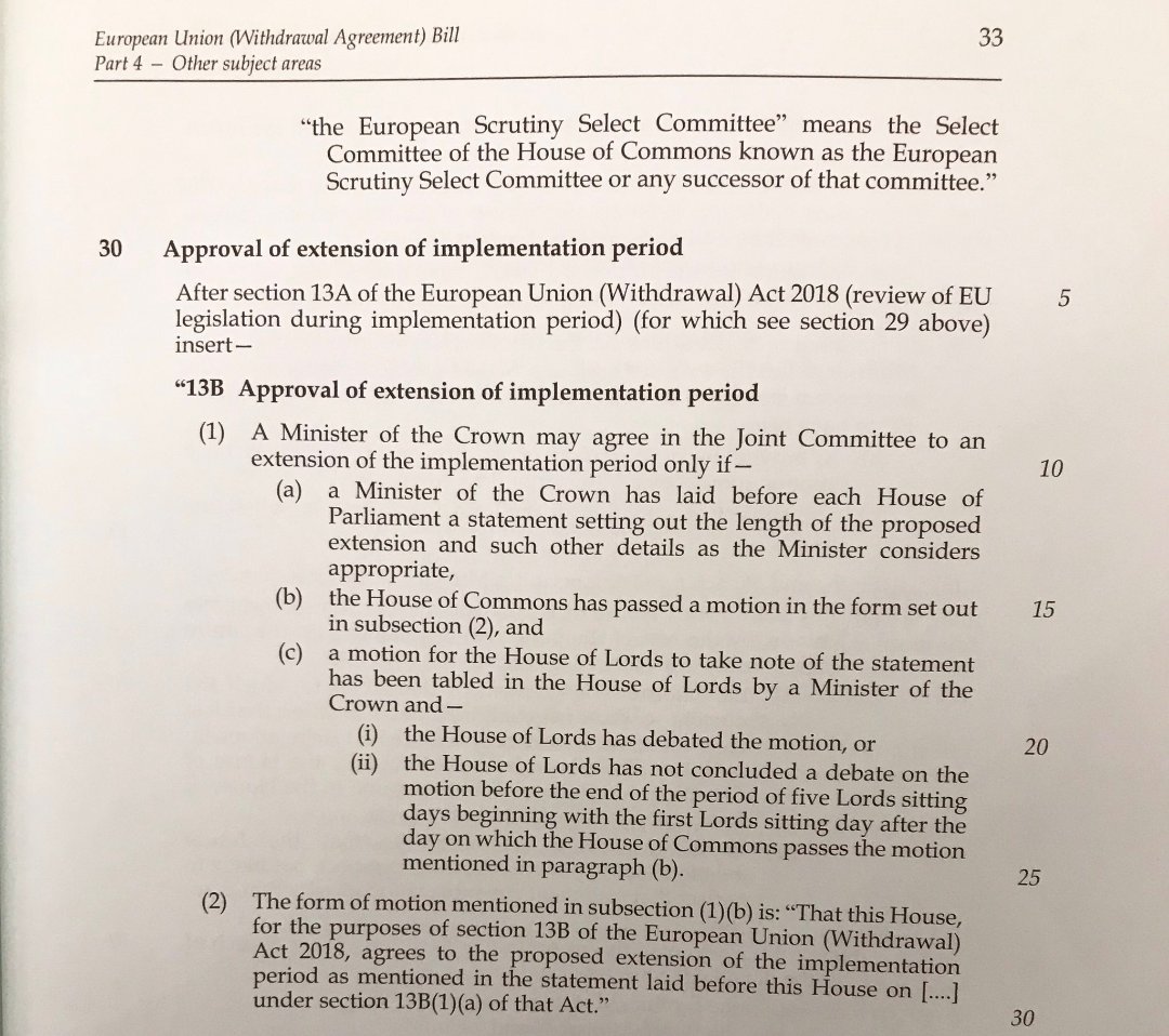 If anyone thinks supporting the #BorisDeal means the threat of a #NoDealBrexit is removed, they are wrong.

If an FTA with EU cannot be agreed &amp; Govt doesn't propose extension, Parliament would have no say &amp; the UK would crash out at the end of next year without a deal

👇