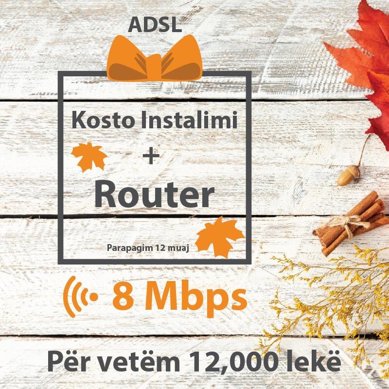 alAbissnet's tweet photo. Abissnet ju sjell ofertën e shumëpritur.
Ejani dhe ju të përfitoni ! 🍁More Speed 8 Mbps
Me parapagim 12 mujor ju merrni Kosto Instalimi + Router falas për vetëm 12,000 lekë/vit. 
☎+35544300123 🌐 https://t.co/bqAcNLb6PA
#internet #adsl #perjetonishpejtesine #moretvplus https://t.co/vV043eVZ67