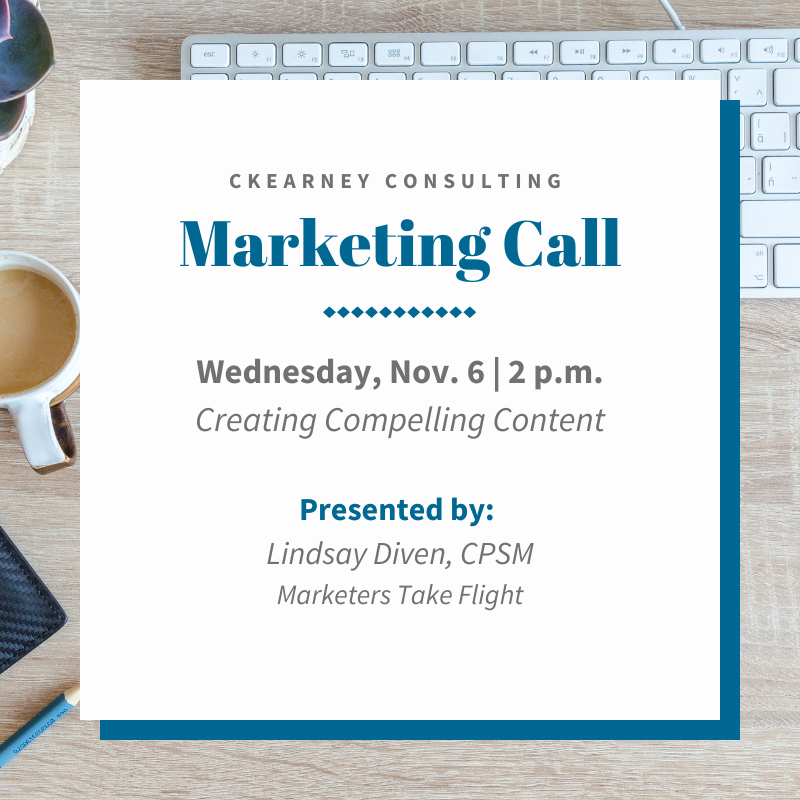 ckearneyconsult's tweet photo. Hey #DataLovingMarketer! Want to learn how to create compelling content? Then don't miss our FREE #CKCMarketingCall Wednesday, Nov. 6 at 2 p.m. featuring Lindsay Diven from Marketers Take Flight! Register now to save your spot! #Marketing #Content
.
.
.
https://t.co/FLz5puGycd https://t.co/hwEf3kgzPm