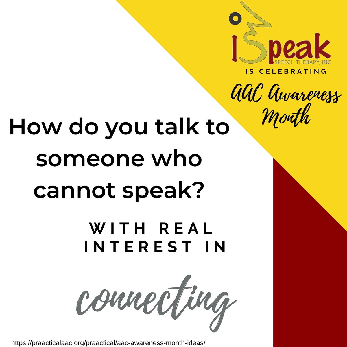 We are celebrating AAC Awareness Month! #aacawarenessmonth #aac2019 #aacawareness #ispeakspeech #ispeakspeechtherapy #metroatlanta #atlanta #atlantaspeech #mrctheslp