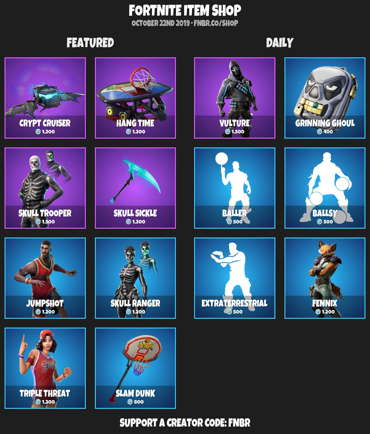 “#Fortnite Item Shop for October 22nd 2019 | https://t.co/NxpCkxvf21 Use cr...