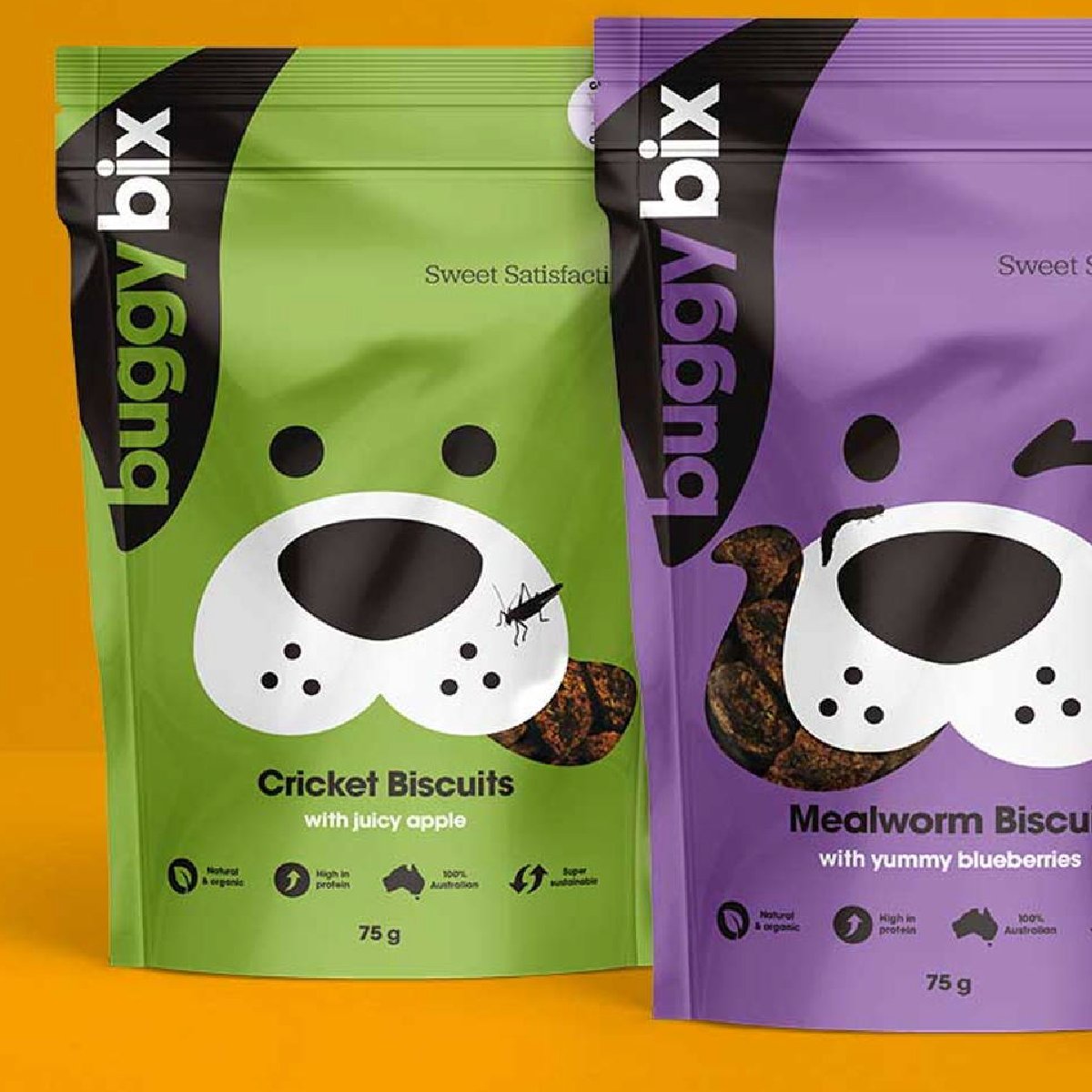 TheDieline's tweet image. Buggy Bix, The Sustainable Dog Food With a Big Personality - buff.ly/2MzDZaV #dogfood #sustainability #graphicdesigner #packagingdesign #design #designer #packaging #branding