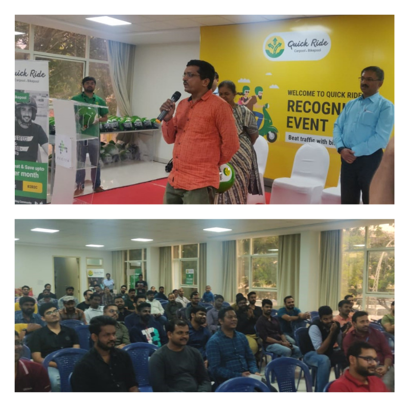 QuickRidein's tweet photo. It's all happening here at ELCIA Complex, Electronics City - Top Bikepoolers Recognition &amp; Helmet distribution event.

#RideSafe #iPledgetoCarpool #QuickRide #Bikepool https://t.co/HI92a0XQSw