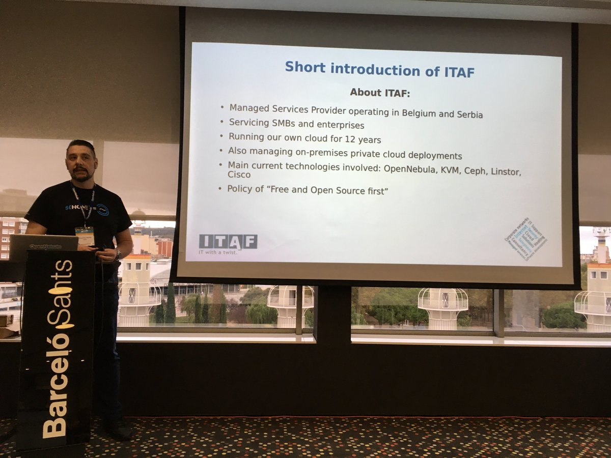 opennebula's tweet photo. Momo, from #ITAF, is reviewing why they love Image Backups with OpenNebula. #OpenNebulaConf https://t.co/aLNS3sslaF