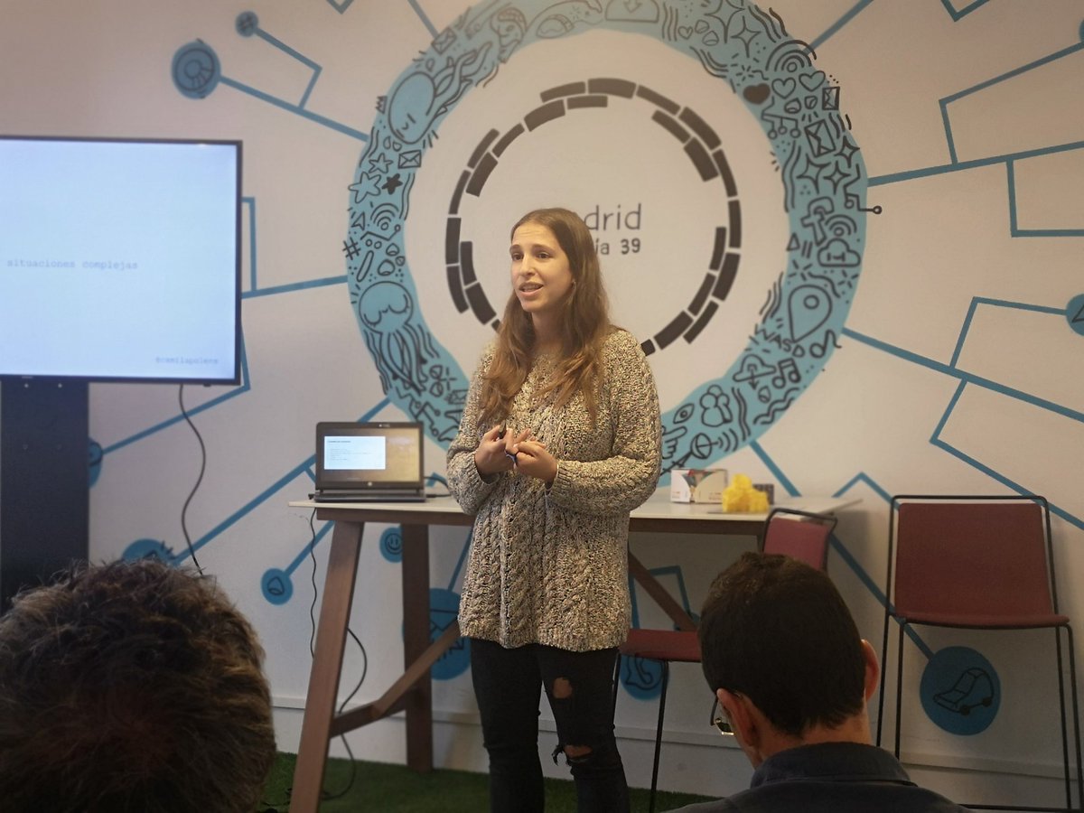 GoTechMadrid's tweet photo. "la pasión por el cambio es lo que mueve a las #startups de hoy" @camilapolens de @tetuanvalley en nuestro #GoEvent en la #euvocationalskillsweek gracias a #jobs4tech de @Acontraelhambre en #GoMadrid hoy! Eventazo! https://t.co/9VKP3g1n7b