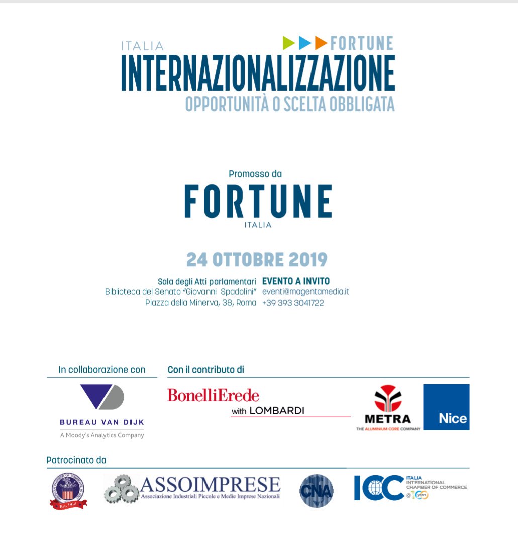digitalhealthIT's tweet photo. #FortuneEventi #Internazionalizzazione - Le premesse per un’accelerazione di crescita sembra ci siano, ora serve un’attuazione efficace che si muova sui quattro pilastri: #crescita, #competenze, #innovazione e #internazionalizzazione. Roma, 24 Ottobre.
https://t.co/0qlAfHODOX https://t.co/w5VxDo0GsN
