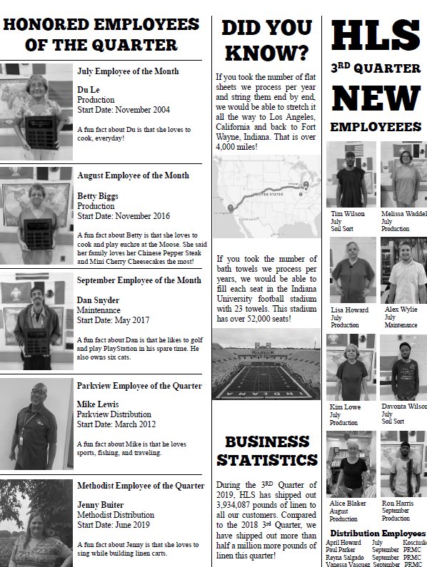 hlsfortwayne's tweet photo. HLS’ 3rd Quarter “Towel Talk” Newsletter 💚💙 Such a great quarter for our company! Enjoy!! https://t.co/0YQE09n0LW