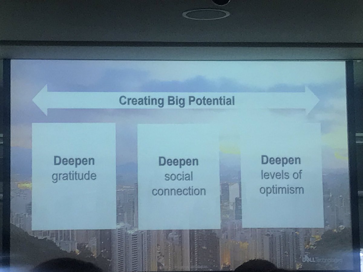 TraycKeevans's tweet photo. “Create structures that deepen gratitude, the more social connections you have in the workplace the more resilient you are and this leads to higher levels of optimism that creates higher levels of performance” Marie Moynihan @Dell #LTMH19 https://t.co/zeAjszJorF