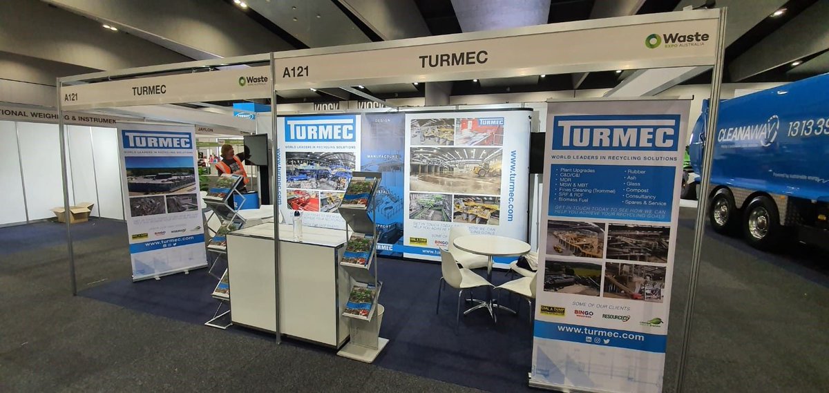 TurmecRecycling's tweet photo. We're all set up and ready for tomorrow's @WasteExpoAus! Visit us on stand A121 to see how we can help you achieve your recycling goals!
#Turmec #RecyclingSolutions #WasteManagement #Recycling #Waste #circulareconomy https://t.co/Z0zEfsAXcF