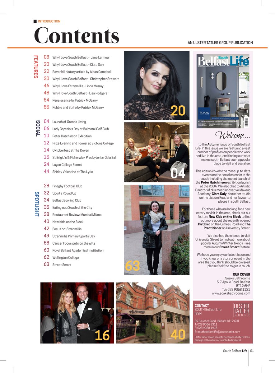 ulstertatlermag's tweet photo. atch up on all things South Belfast with our Autumn/Winter issue on sale now! 🎉🎉 @soaksbathrooms 
Featuring: @OrendaLiving, @balmoralgolf, @JaneLarmour, @DeaMatronaBand, @CiaraDalyMakeup, @lagancollege, @FinaghyFc, @Wellington_BT7 https://t.co/dcpi3oUVyt