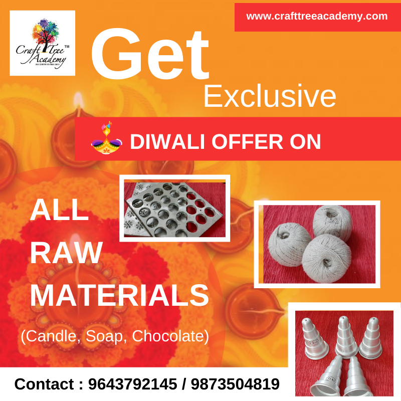 Hurry!
Get exclusive offer on all raw material (Candle,soap,chocolate)  for your business on afforadable price.
contact:9643792145/9873504819
visit:crafttreeacademy.com
#soapmaking #soapmakingclass #soapmakingsupplies     #naturalsoap  #handmadesoaps #coldprocesssoap #natural